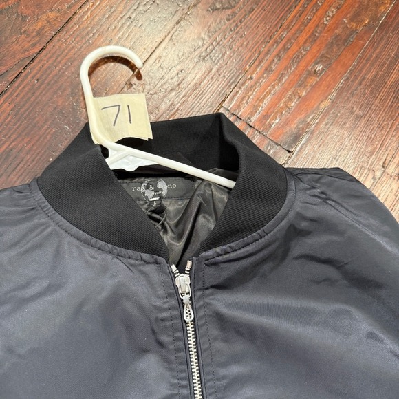 RAG & BONE Bomber Jacket Mens Large Black Zip Up Recycled Nylon Mason $598 - Picture 13 of 13